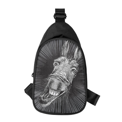 Black And White Crazy Donkey Print Chest Bag