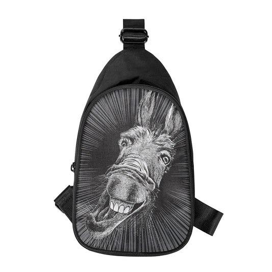 Black And White Crazy Donkey Print Chest Bag