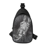 Black And White Crazy Donkey Print Chest Bag