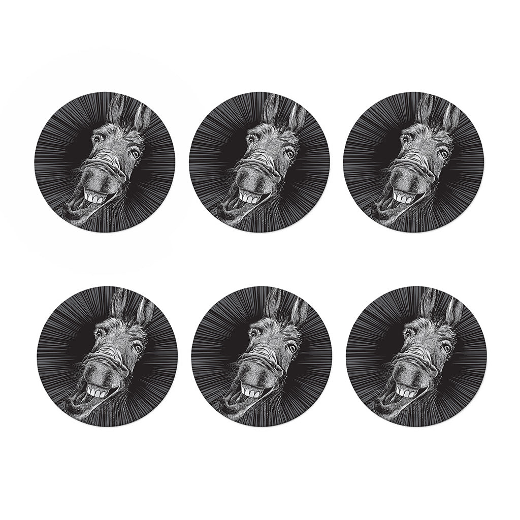 Black And White Crazy Donkey Print Coaster Set