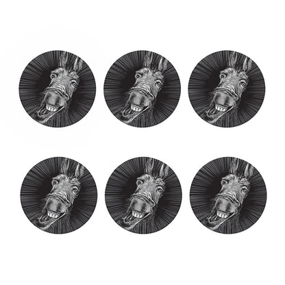 Black And White Crazy Donkey Print Coaster Set