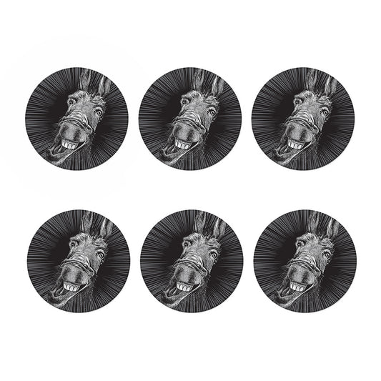 Black And White Crazy Donkey Print Coaster Set