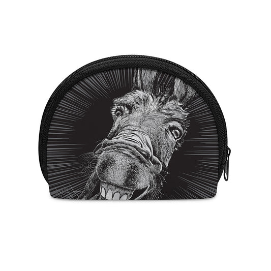 Black And White Crazy Donkey Print Coin Purse