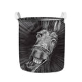 Black And White Crazy Donkey Print Collapsible Laundry Basket