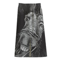 Black And White Crazy Donkey Print Cotton Front Slit Maxi Skirt