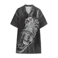 Black And White Crazy Donkey Print Cotton Hawaiian Shirt