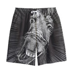 Black And White Crazy Donkey Print Cotton Shorts