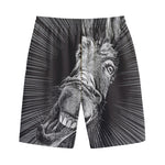 Black And White Crazy Donkey Print Cotton Shorts