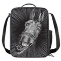 Black And White Crazy Donkey Print Crossbody Lunch Bag