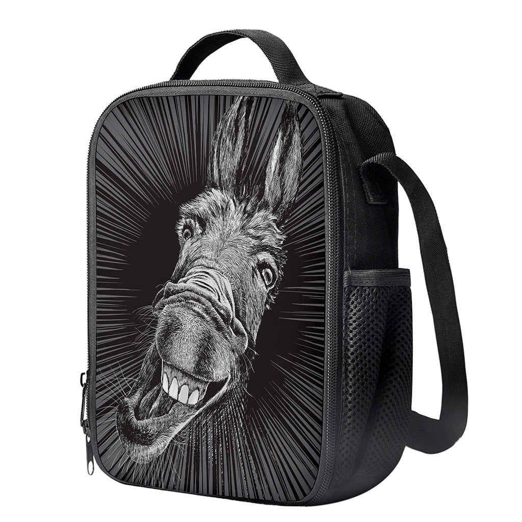Black And White Crazy Donkey Print Crossbody Lunch Bag