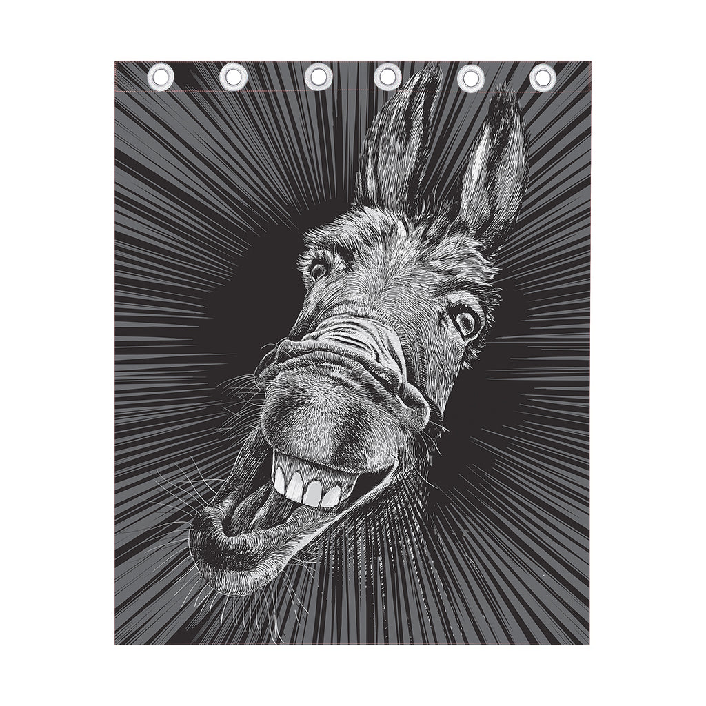 Black And White Crazy Donkey Print Curtain