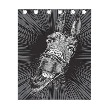 Black And White Crazy Donkey Print Curtain