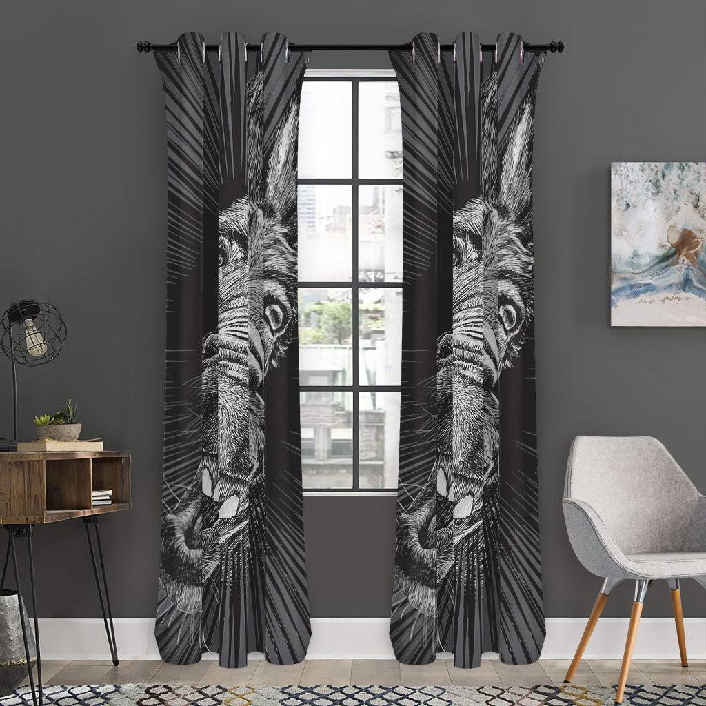 Black And White Crazy Donkey Print Curtain