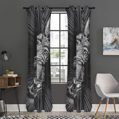 Black And White Crazy Donkey Print Curtain