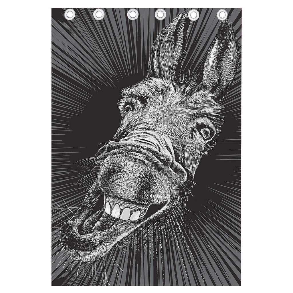 Black And White Crazy Donkey Print Curtain