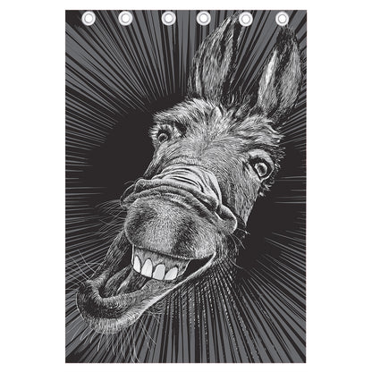 Black And White Crazy Donkey Print Curtain