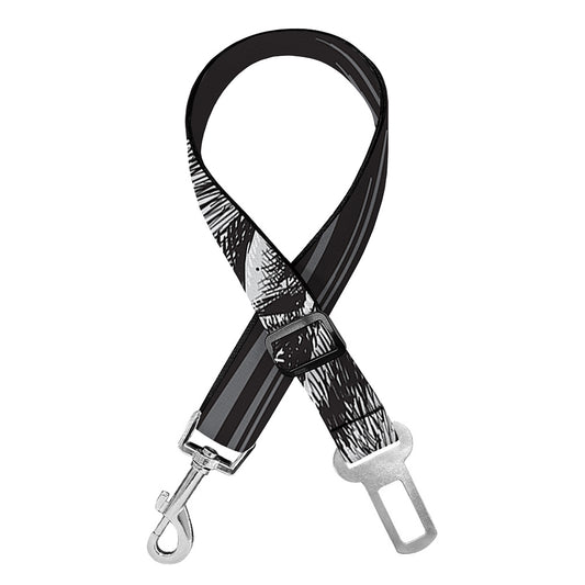 Black And White Crazy Donkey Print Dog Seat Belt