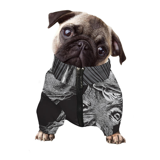 Black And White Crazy Donkey Print Dog Zip Up Jacket