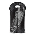 Black And White Crazy Donkey Print Double Neoprene Wine Tote