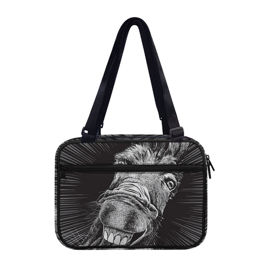 Black And White Crazy Donkey Print Double Strap Bible Bag