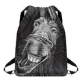 Black And White Crazy Donkey Print Drawstring Backpack