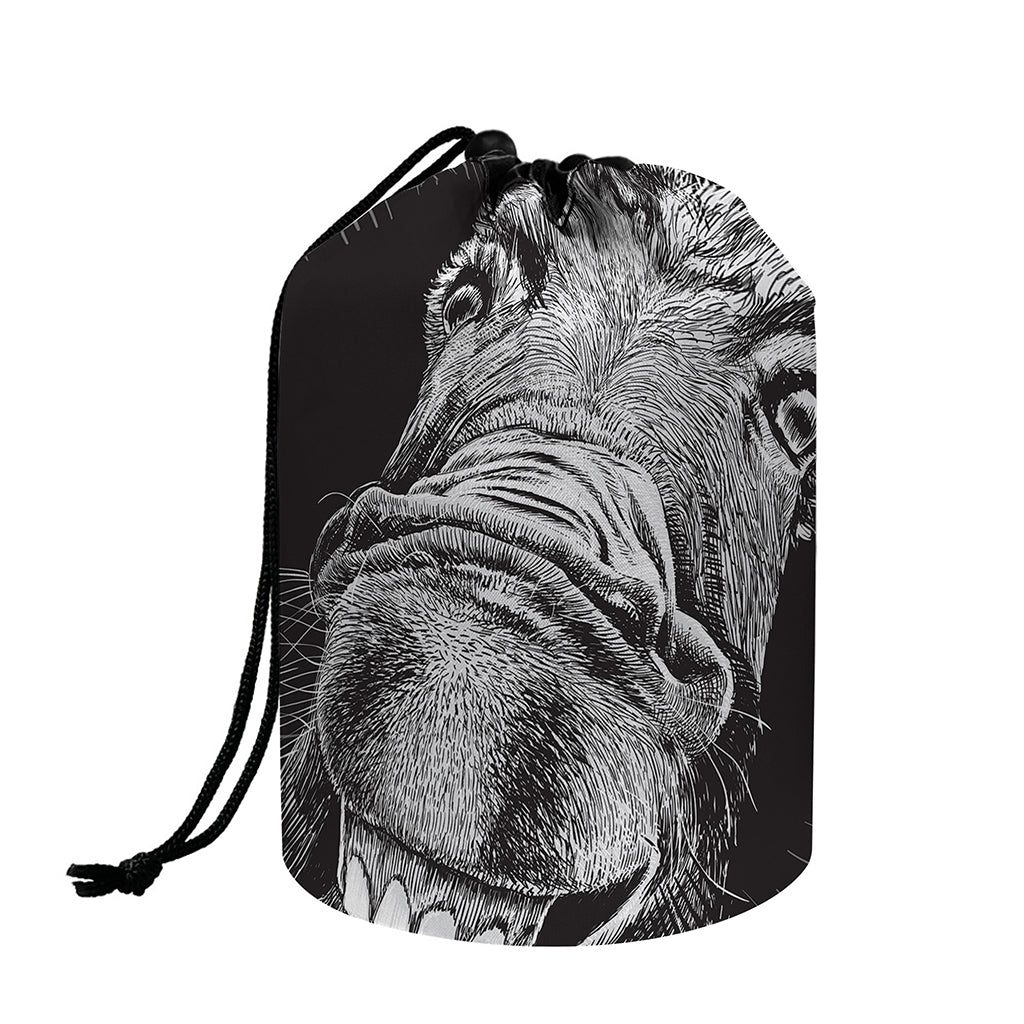 Black And White Crazy Donkey Print Drawstring Makeup Bag