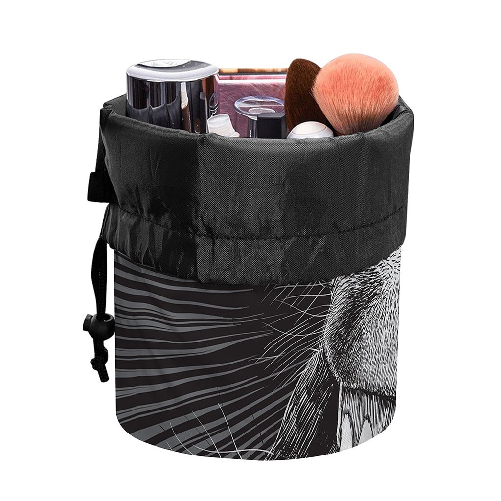 Black And White Crazy Donkey Print Drawstring Makeup Bag