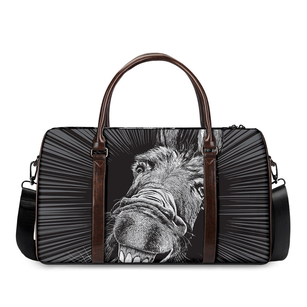 Black And White Crazy Donkey Print Duffle Bag