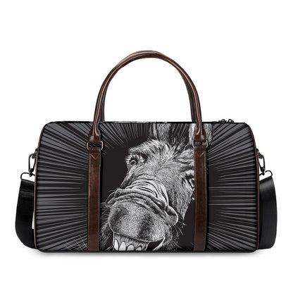 Black And White Crazy Donkey Print Duffle Bag