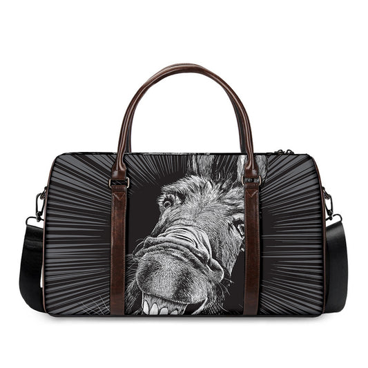 Black And White Crazy Donkey Print Duffle Bag