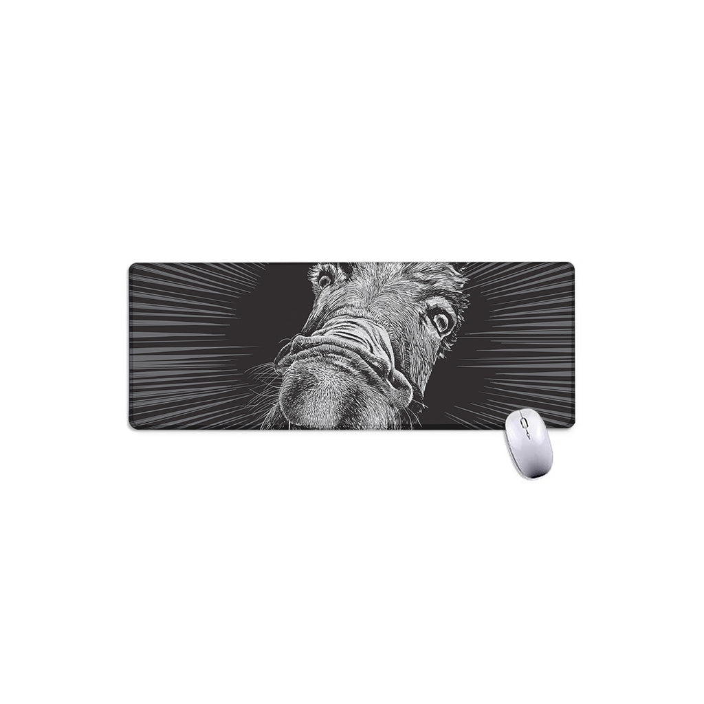 Black And White Crazy Donkey Print Extended Mouse Pad