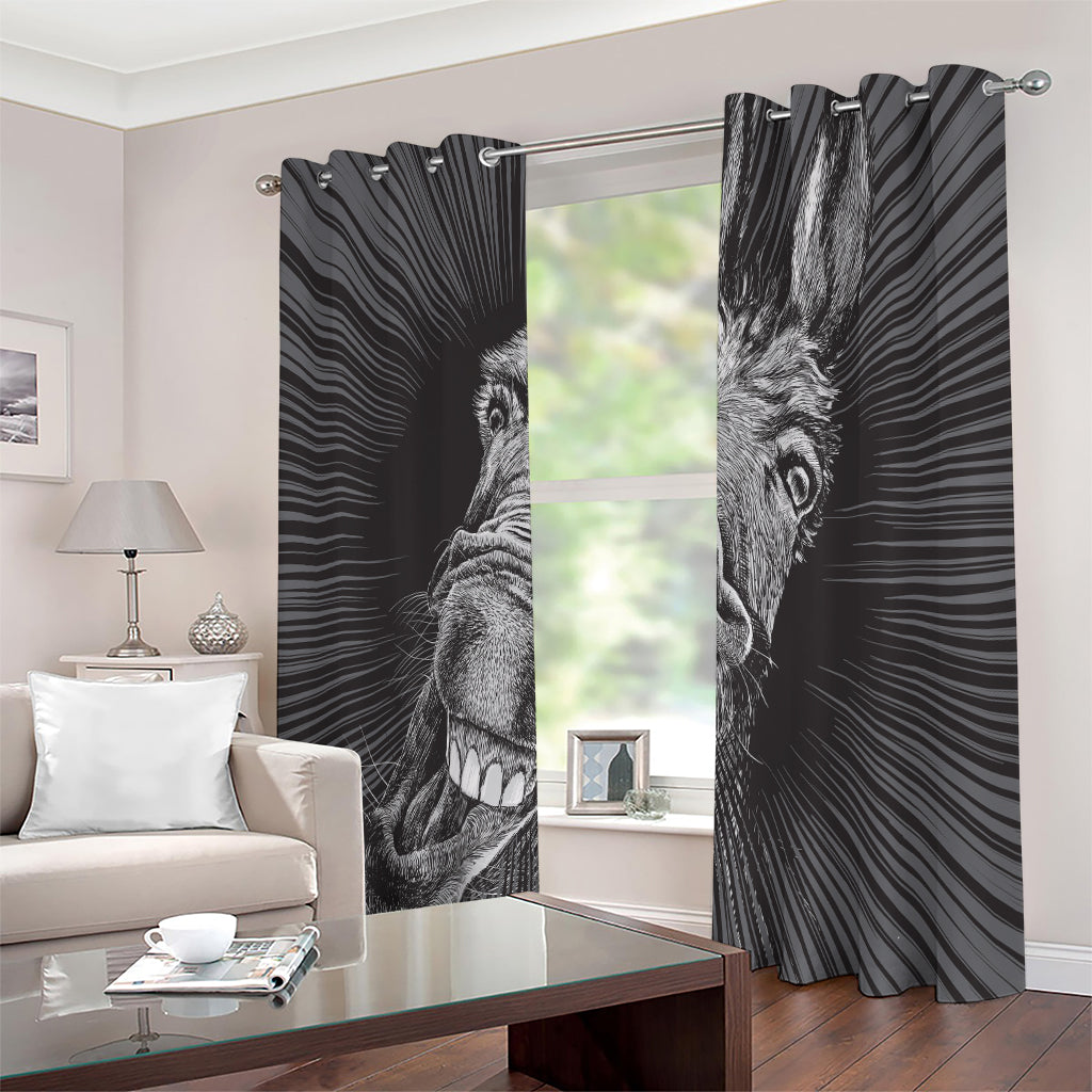 Black And White Crazy Donkey Print Extra Wide Grommet Curtains