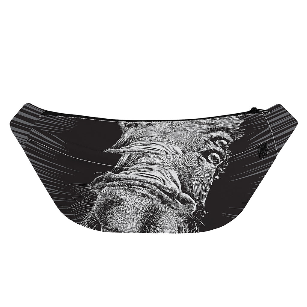 Black And White Crazy Donkey Print Fanny Pack