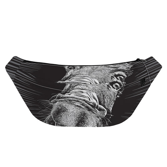 Black And White Crazy Donkey Print Fanny Pack