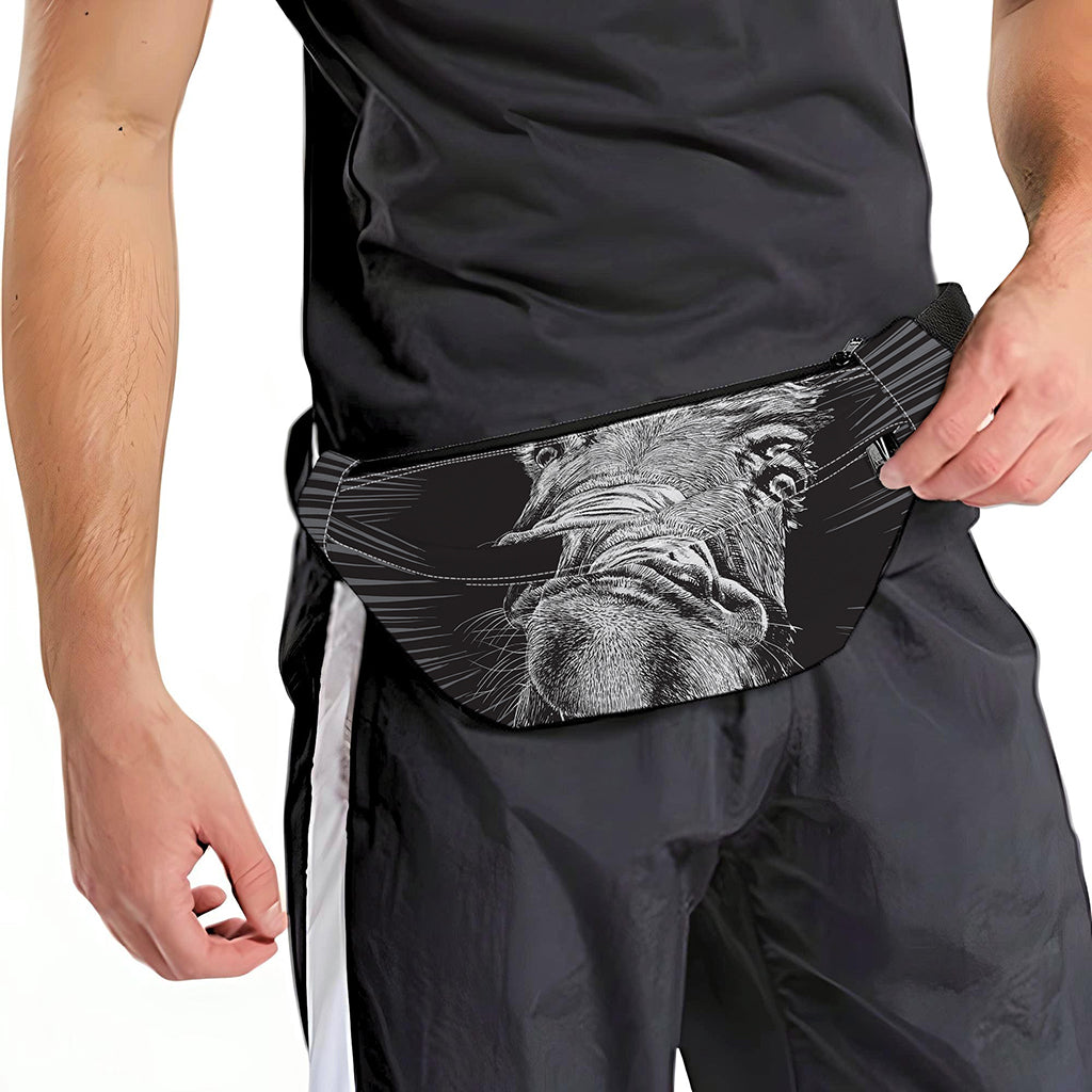 Black And White Crazy Donkey Print Fanny Pack