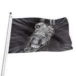Black And White Crazy Donkey Print Flag