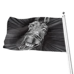 Black And White Crazy Donkey Print Flag