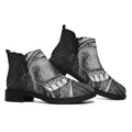 Black And White Crazy Donkey Print Flat Ankle Boots