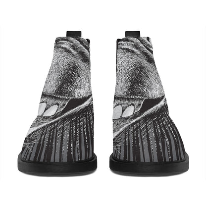 Black And White Crazy Donkey Print Flat Ankle Boots