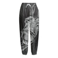 Black And White Crazy Donkey Print Fleece Lined Knit Pants