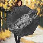 Black And White Crazy Donkey Print Foldable Umbrella
