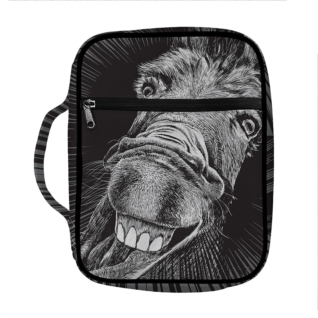 Black And White Crazy Donkey Print Front Pocket Bible Bag