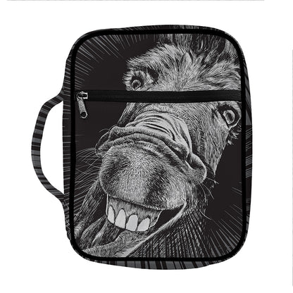 Black And White Crazy Donkey Print Front Pocket Bible Bag