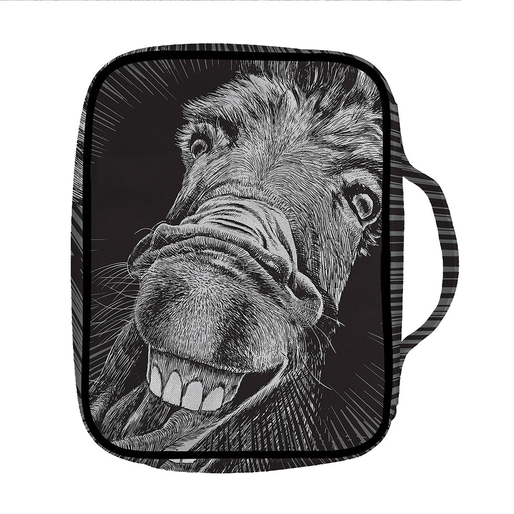 Black And White Crazy Donkey Print Front Pocket Bible Bag