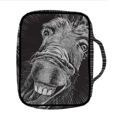 Black And White Crazy Donkey Print Front Pocket Bible Bag