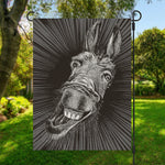 Black And White Crazy Donkey Print Garden Flag