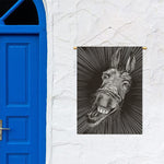 Black And White Crazy Donkey Print Garden Flag