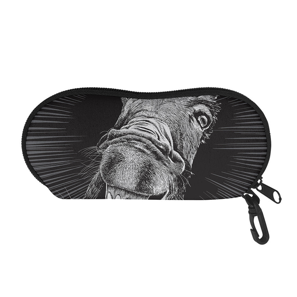 Black And White Crazy Donkey Print Glasses Case