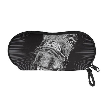 Black And White Crazy Donkey Print Glasses Case