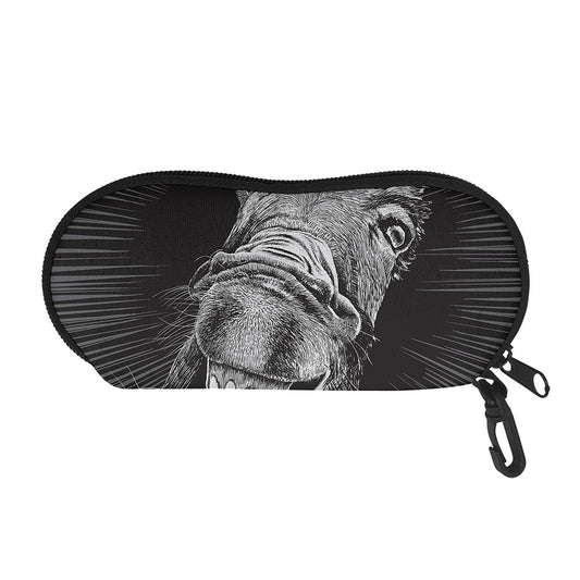 Black And White Crazy Donkey Print Glasses Case